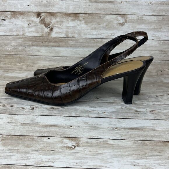 Liz Claiborne Flex Faux Alligator Slingback Womens Heels Size 10M - Picture 8 of 14